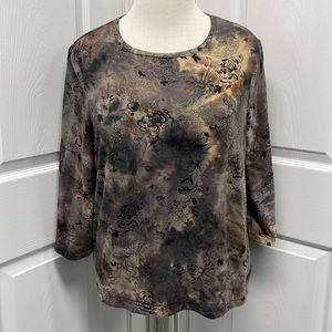 White Stag Floral Glitter 3/4 Sleeve Shirt XL